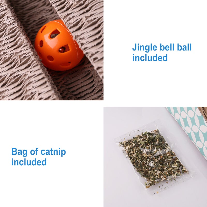 PrimePets Cat Scratcher Cardboard with Catnip, Removable Cat Scratching Pad with Ball, 2-in-1 Corrugated Cat Scratch Lounge Sofa Refill - Image 4